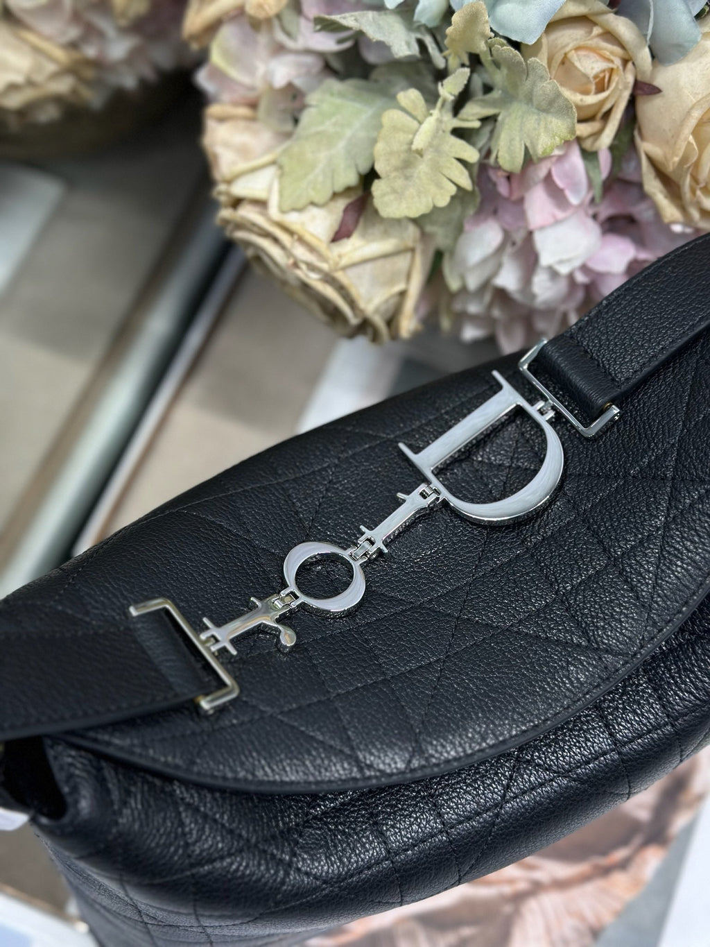DIOR 26S DIORLY BAG 28 IN BLACK CALFSKIN