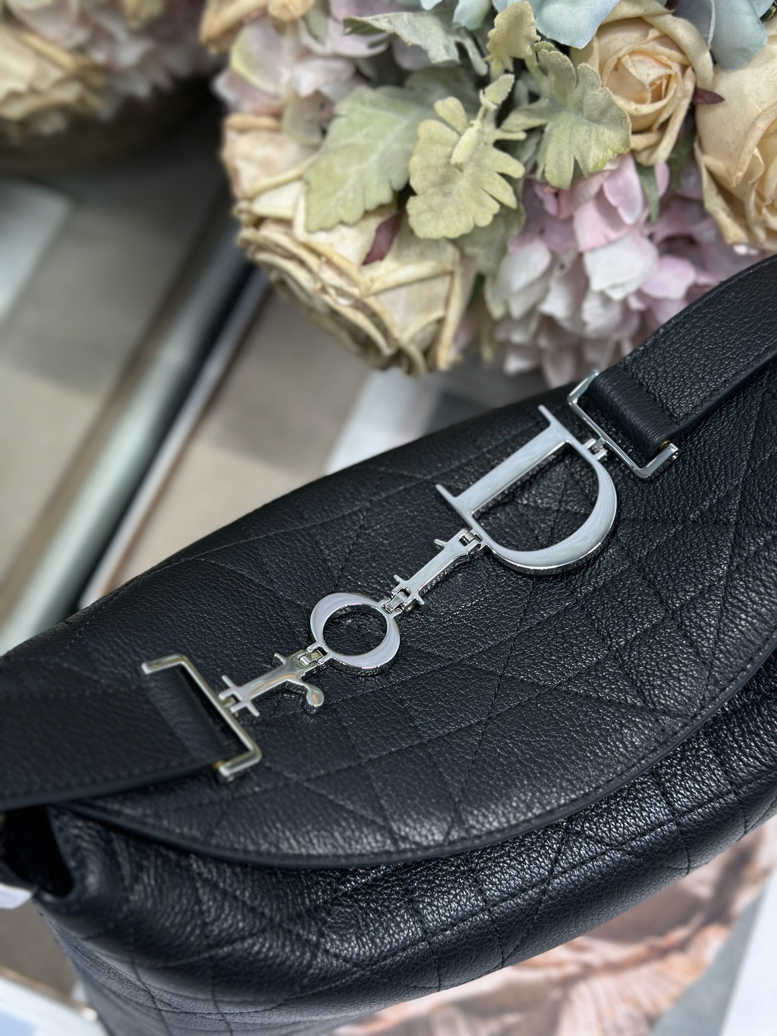 DIOR 26S DIORLY BAG 28 IN BLACK CALFSKIN