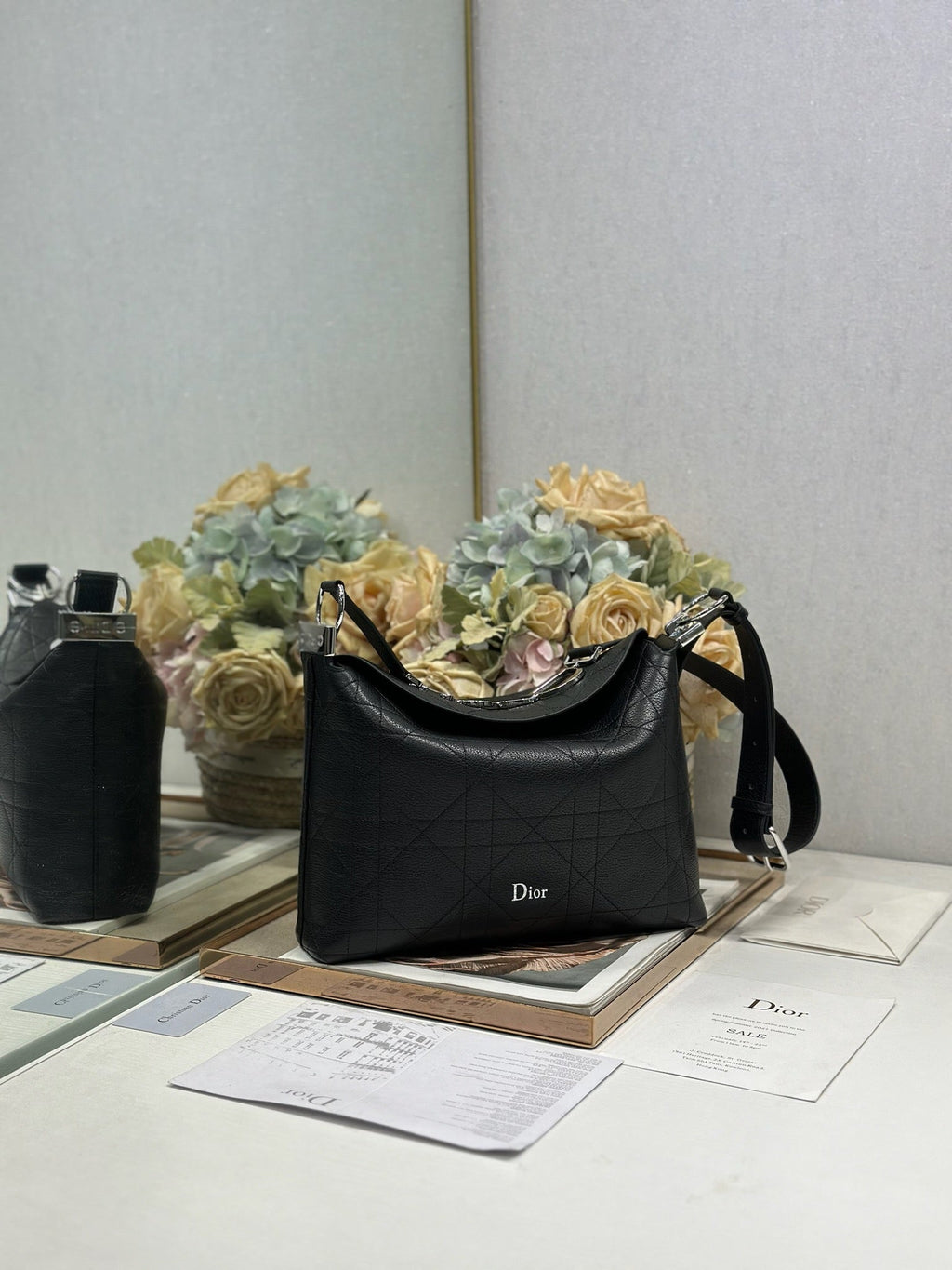 DIOR 26S DIORLY BAG 28 IN BLACK CALFSKIN