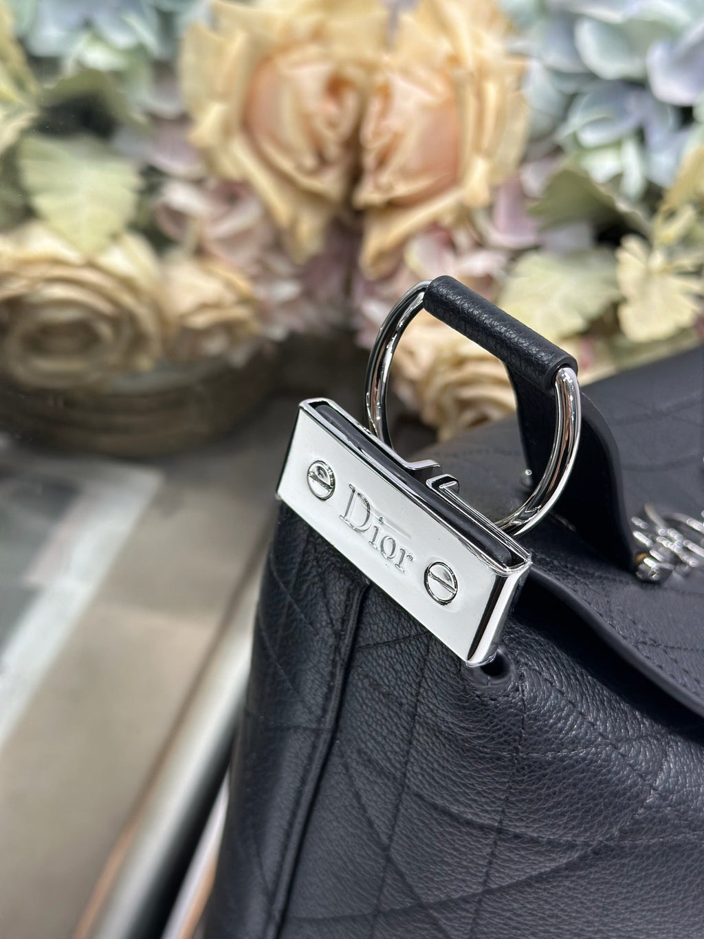 DIOR 26S  DIORLY BAG 39 IN BLACK CALFSKIN