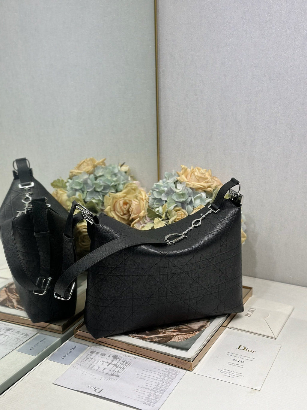 DIOR 26S  DIORLY BAG 39 IN BLACK CALFSKIN