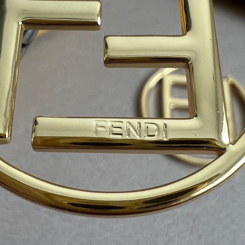 FENDI 26S FF LOGO HOOP EARRINGS IN GOLD TONE METAL 629960