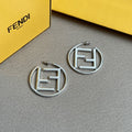 FENDI 26S FF LOGO HOOP EARRINGS IN SILVER TONE METAL 629961
