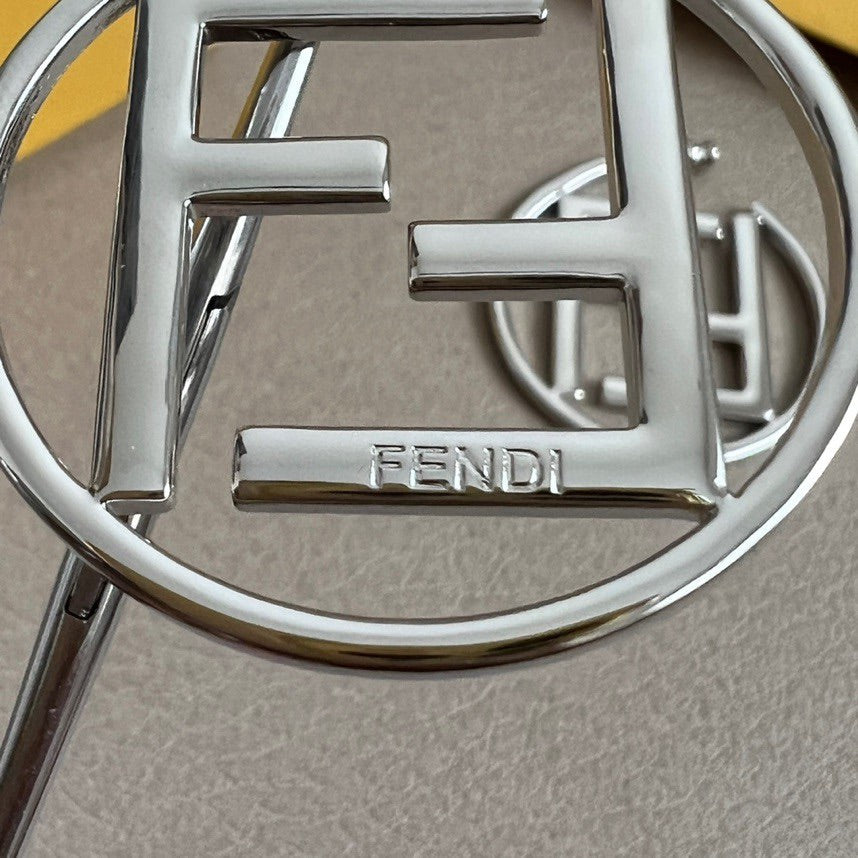 FENDI 26S FF LOGO HOOP EARRINGS IN SILVER TONE METAL 629961