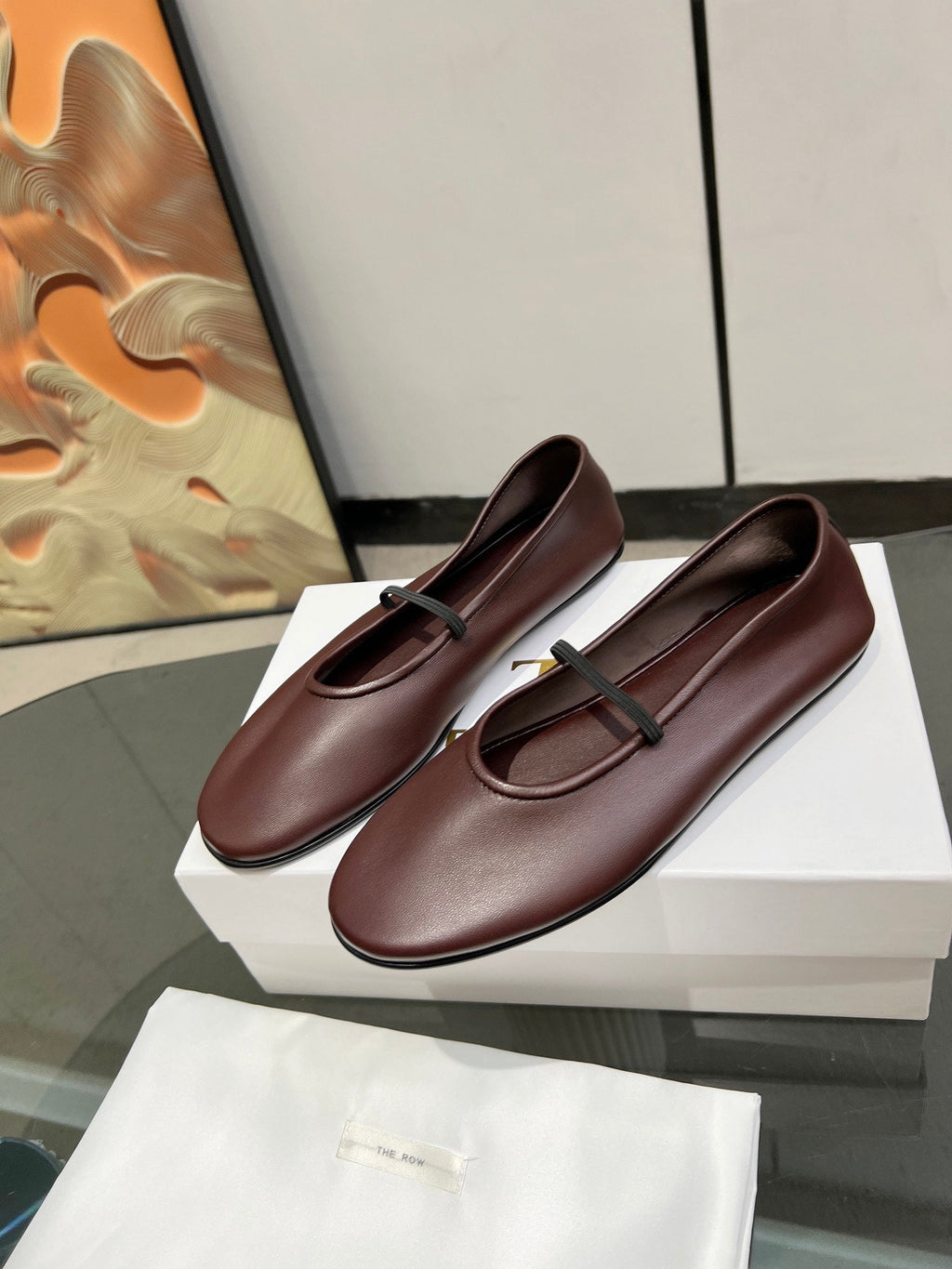 THE ROW 26S BALLET FLATS IN DARK BROWN CALFSKIN