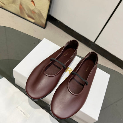 THE ROW 26S BALLET FLATS IN DARK BROWN CALFSKIN