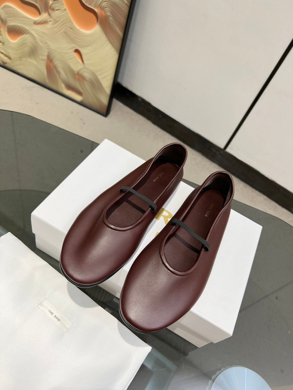 THE ROW 26S BALLET FLATS IN DARK BROWN CALFSKIN