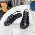 THE ROW 26S MINIMAL STRAPPY FLAT SANDALS IN BLACK CALFSKIN