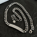 CD 26S CD LOGO PLAQUE CHAIN NECKLACE IN SILVER TONE METAL 630890