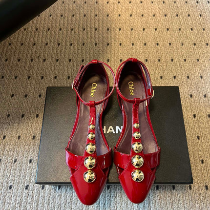 CHLOE 26S HIGH HEELS 20 MM IN DARK RED PATENT CALFSKIN