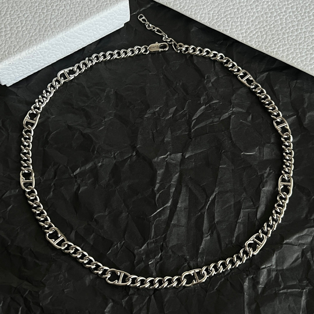 CD 26S LOGO LINK CHAIN NECKLACE IN SILVER METAL 633148