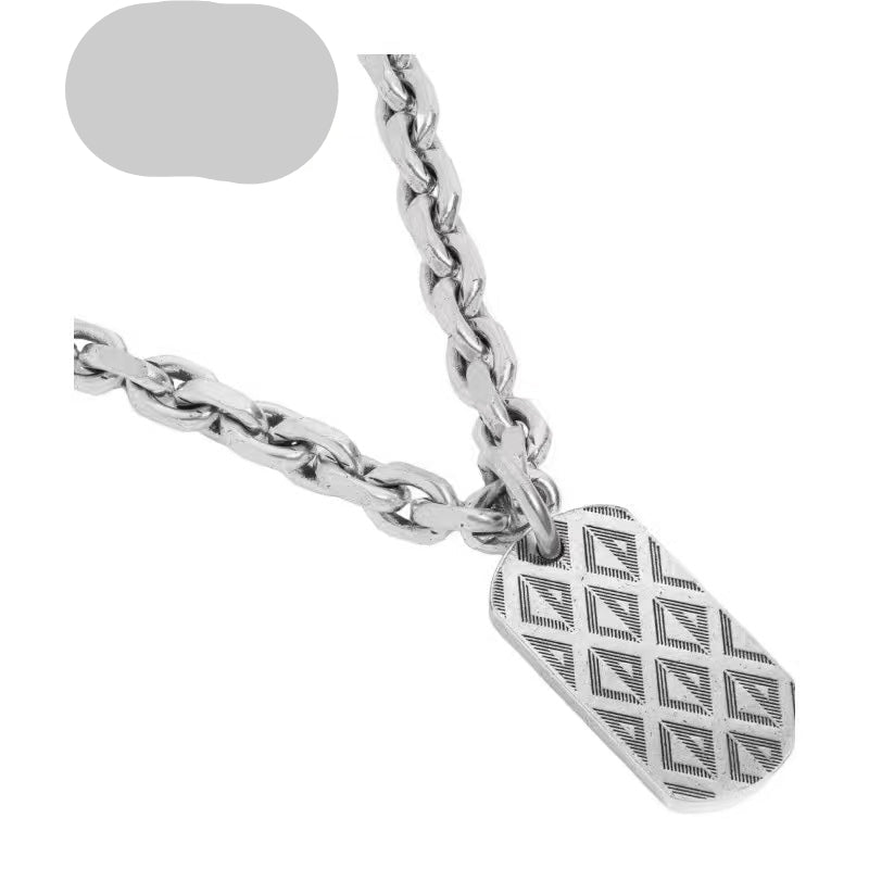 CD 26S DIOR OBLIQUE ENGRAVED TAG PENDANT NECKLACE IN SILVER METAL
