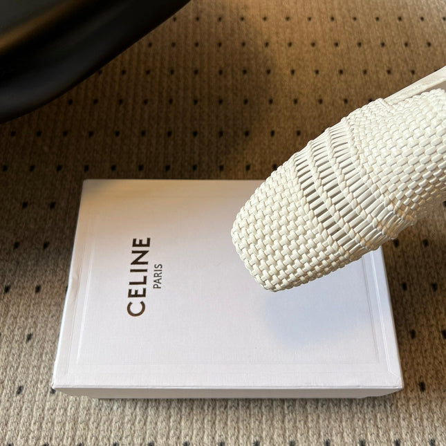 CELINE 26S LOAFERS IN WHITE WOVEN LAMBSKIN