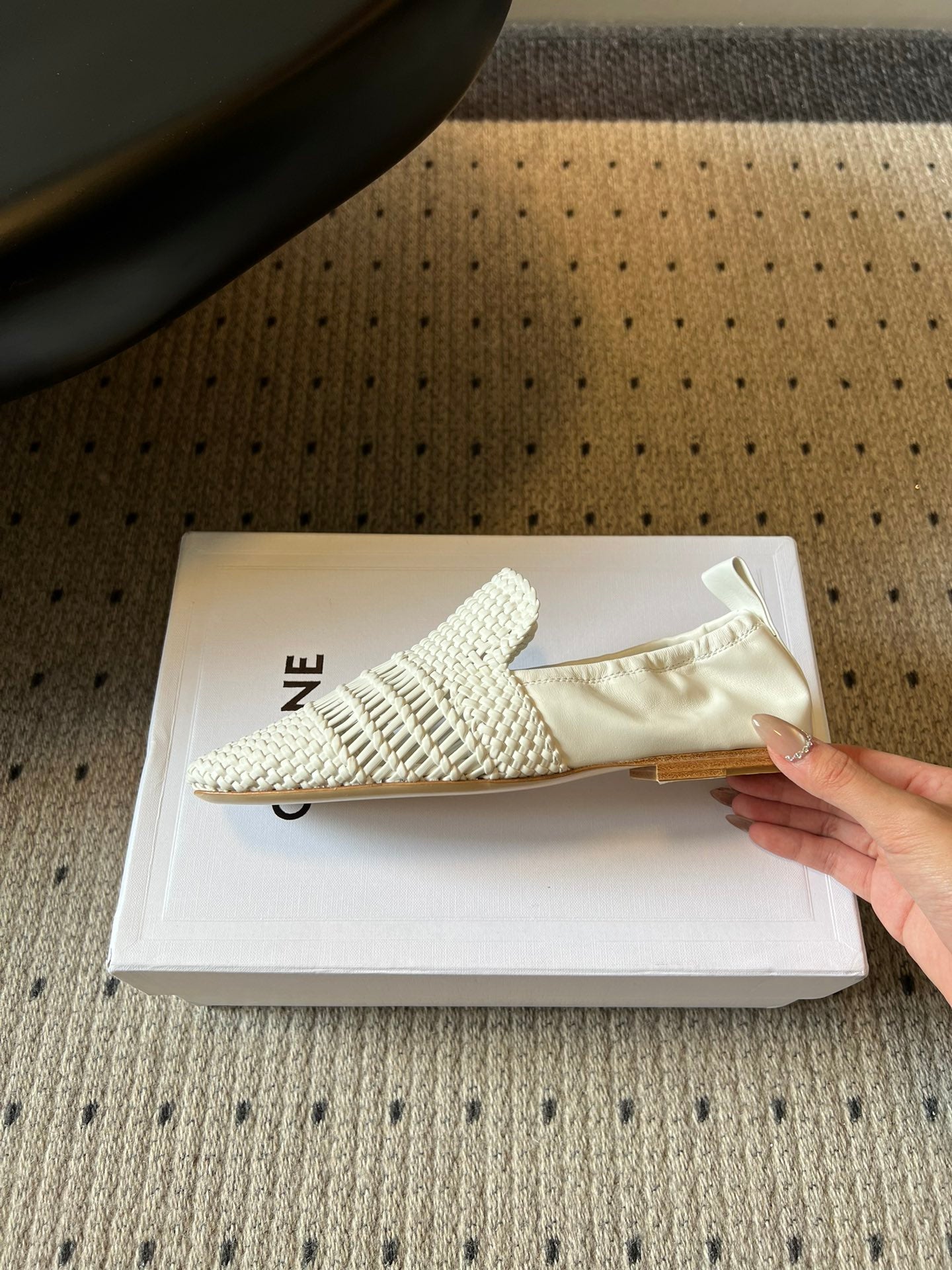 CELINE 26S LOAFERS IN WHITE WOVEN LAMBSKIN