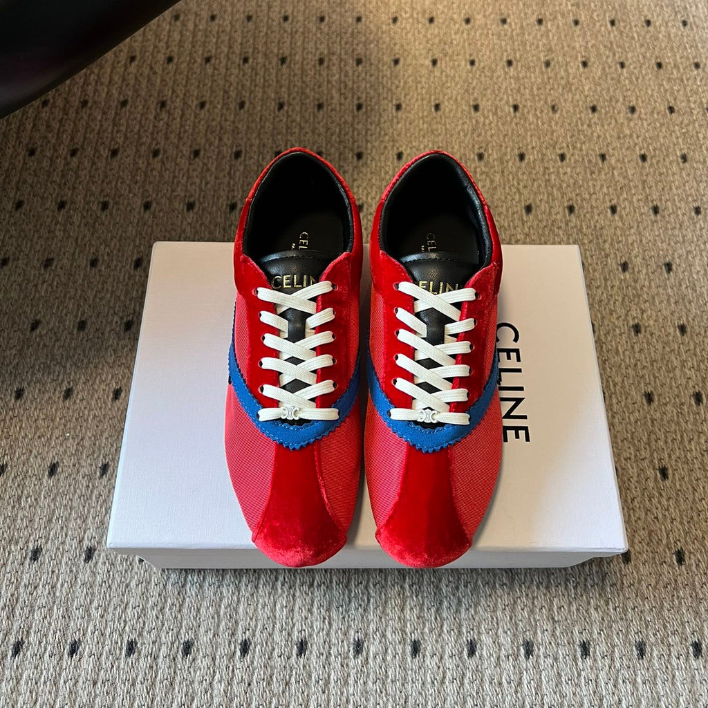CELINE 26S SNEAKERS IN RED VELVET