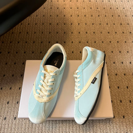 CELINE 26S SNEAKERS IN PASTEL BLUE VELVET