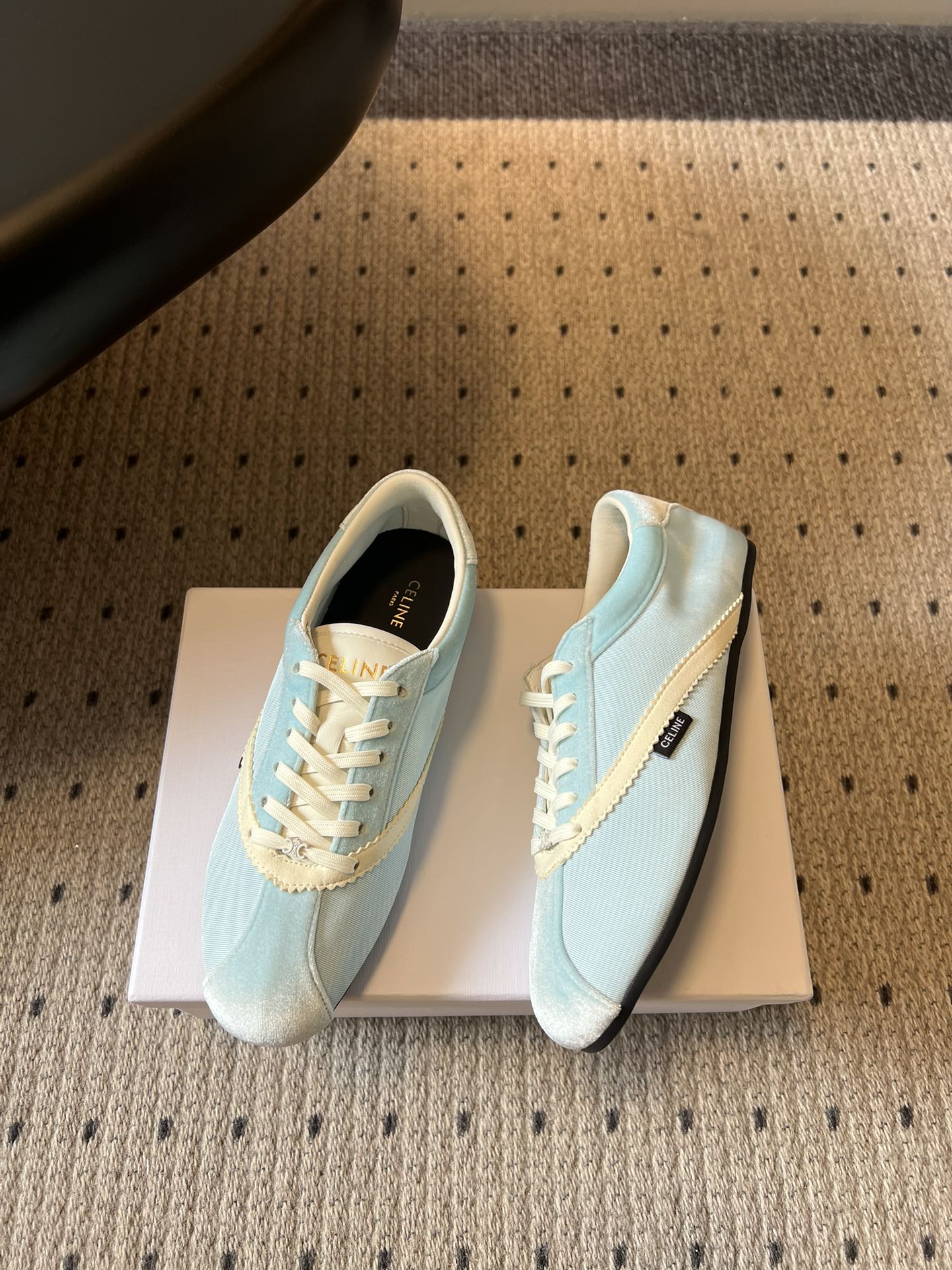 CELINE 26S SNEAKERS IN PASTEL BLUE VELVET