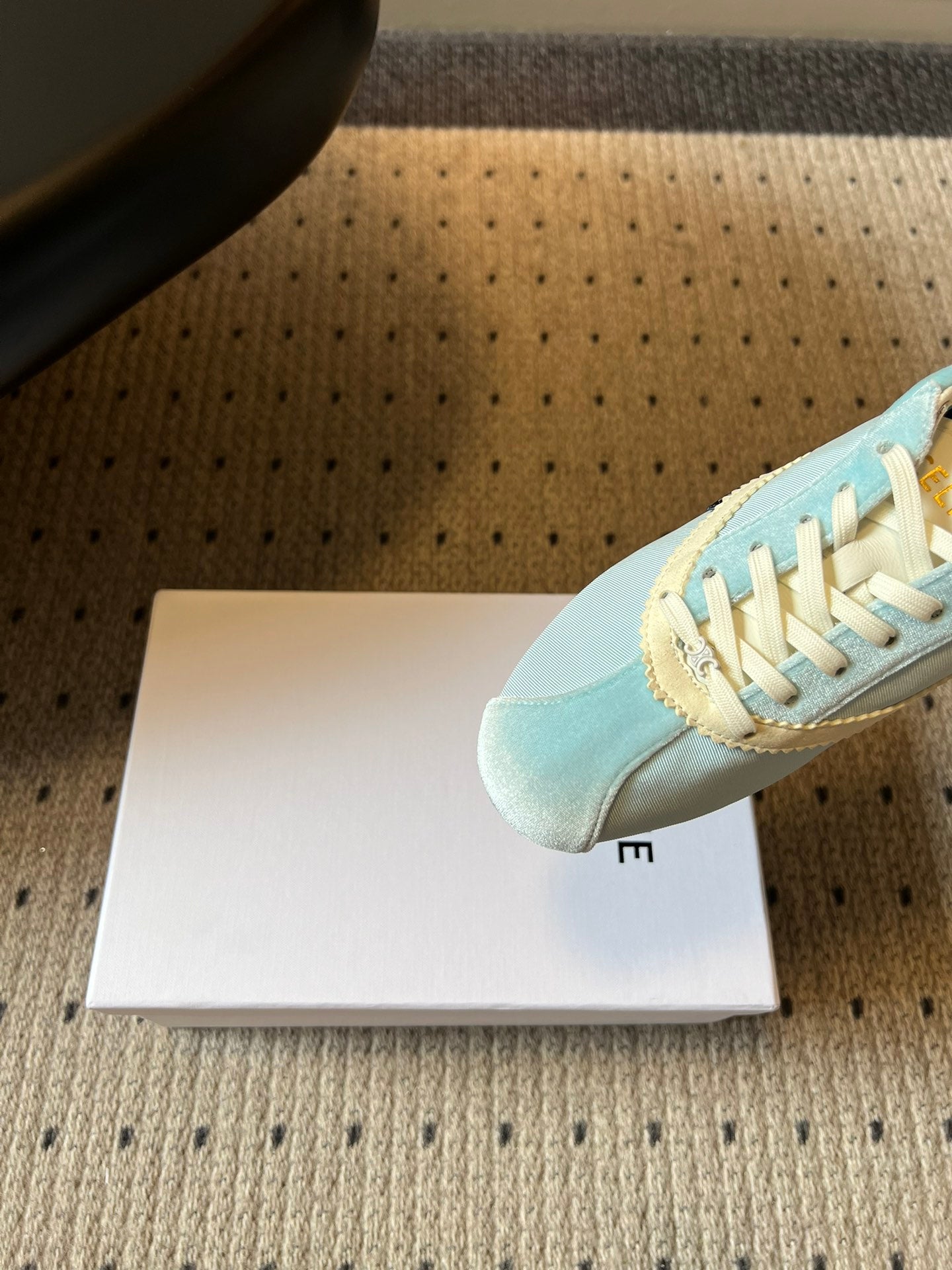 CELINE 26S SNEAKERS IN PASTEL BLUE VELVET