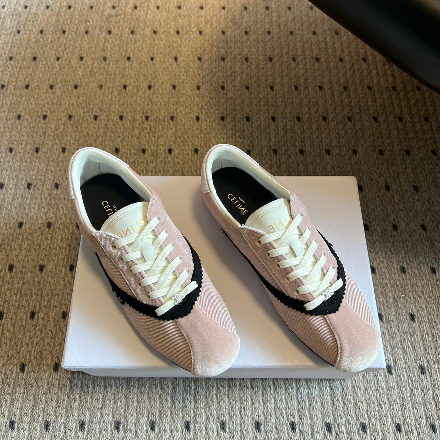 CELINE 26S SNEAKERS IN LIGHT PINK VELVET