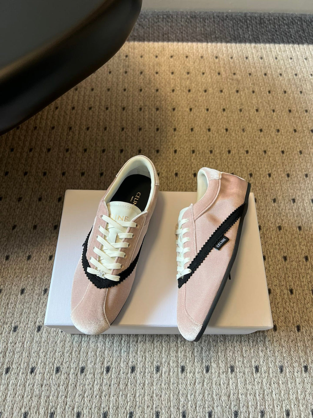 CELINE 26S SNEAKERS IN LIGHT PINK VELVET