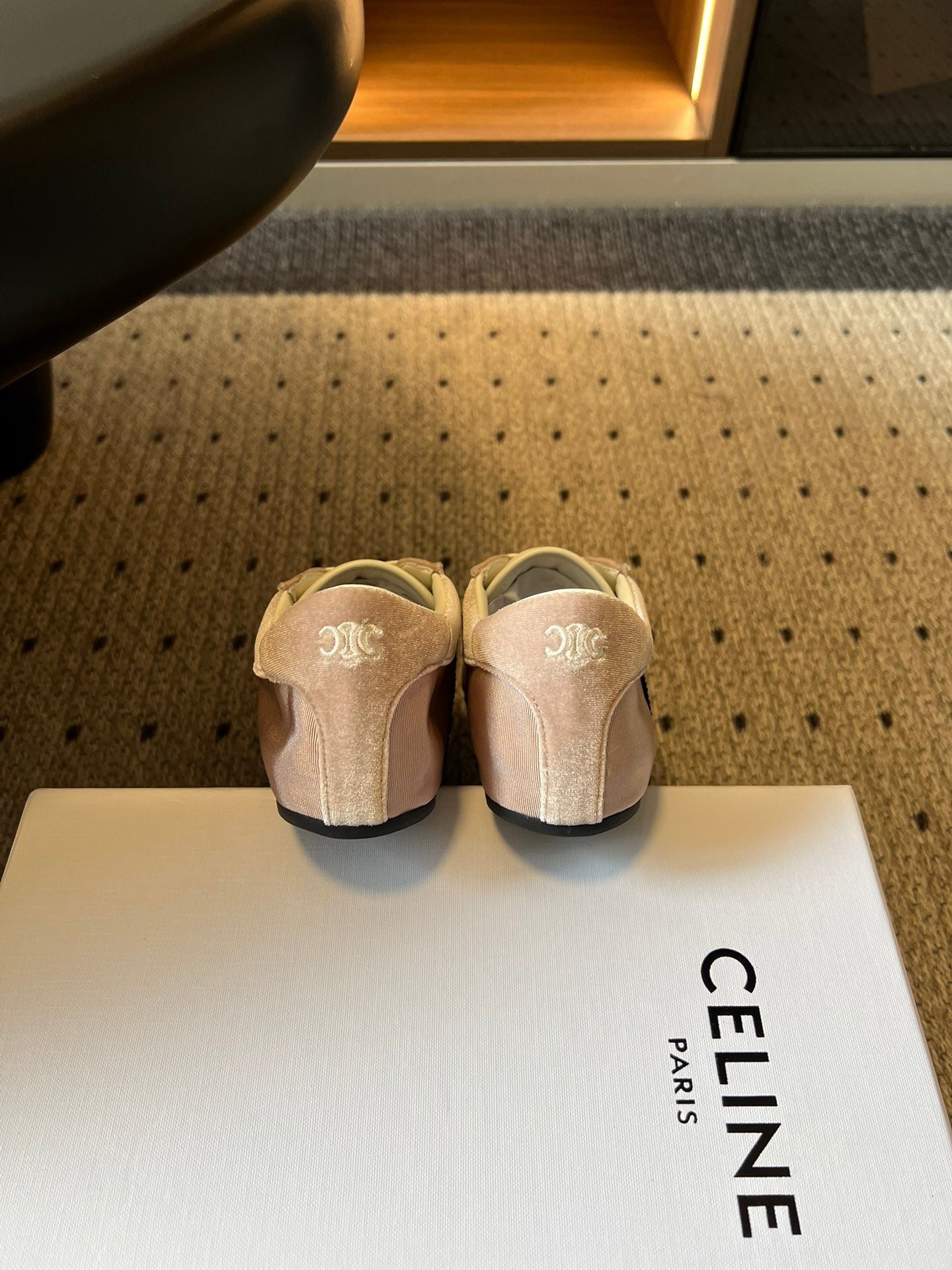 CELINE 26S SNEAKERS IN LIGHT PINK VELVET