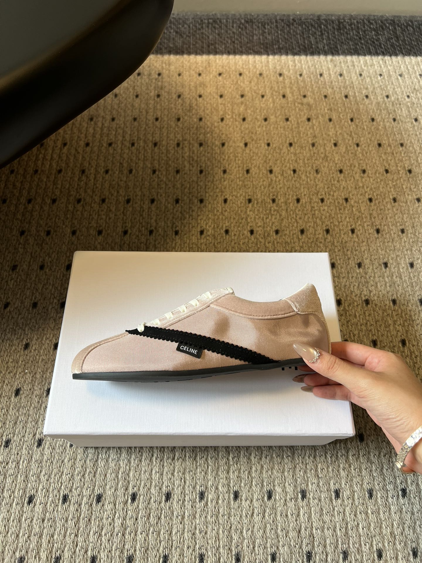CELINE 26S SNEAKERS IN LIGHT PINK VELVET