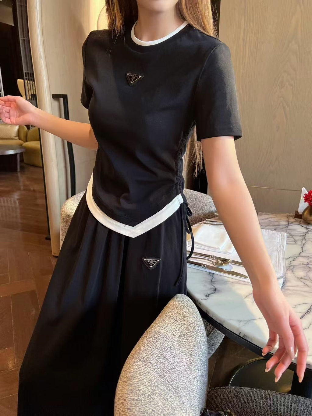 PRADA 26S TOP AND SKIRT SET STYLE 835