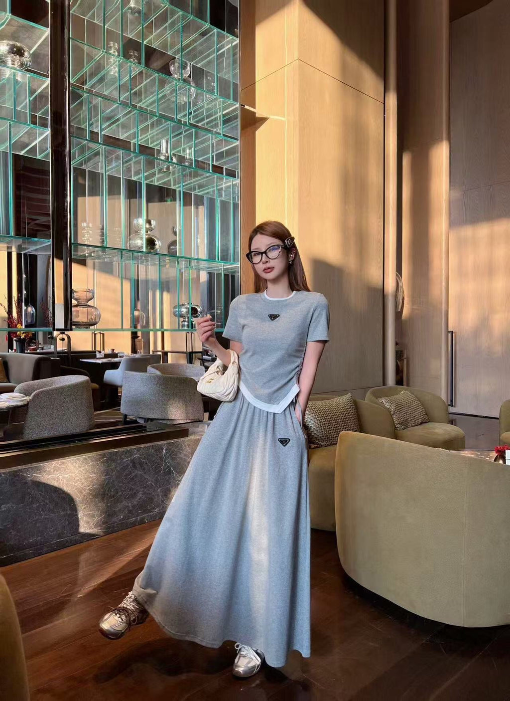 PRADA 26S TOP AND SKIRT SET STYLE 833