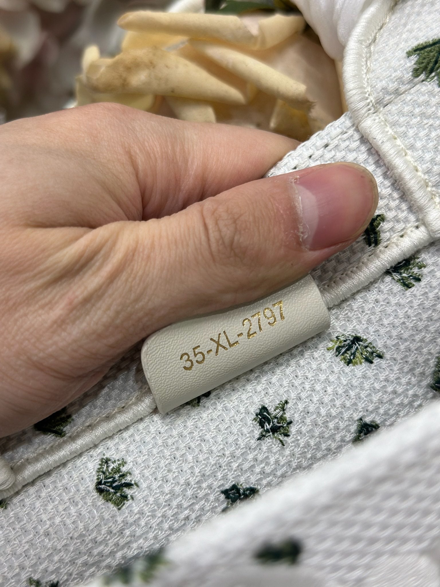 DIOR 26S BOOK TOTE BAG 26 IN WHITE FLORAL EMBROIDERY BAYADERE FABRIC