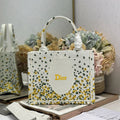 DIOR 26S BOOK TOTE BAG 26 IN WHITE FLORAL EMBROIDERY BAYADERE FABRIC