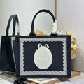 DIOR 26S BOOK TOTE BAG 36 IN BLACK AND WHITE LACE BAYADERE FABRIC