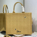 DIOR 26S BOOK TOTE BAG 42 IN BEIGE BAYADERE FABRIC D-STRIPES EMBROIDERY