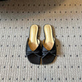 DIOR 26S OBLIQUE BOW MULE IN BLACK SATIN