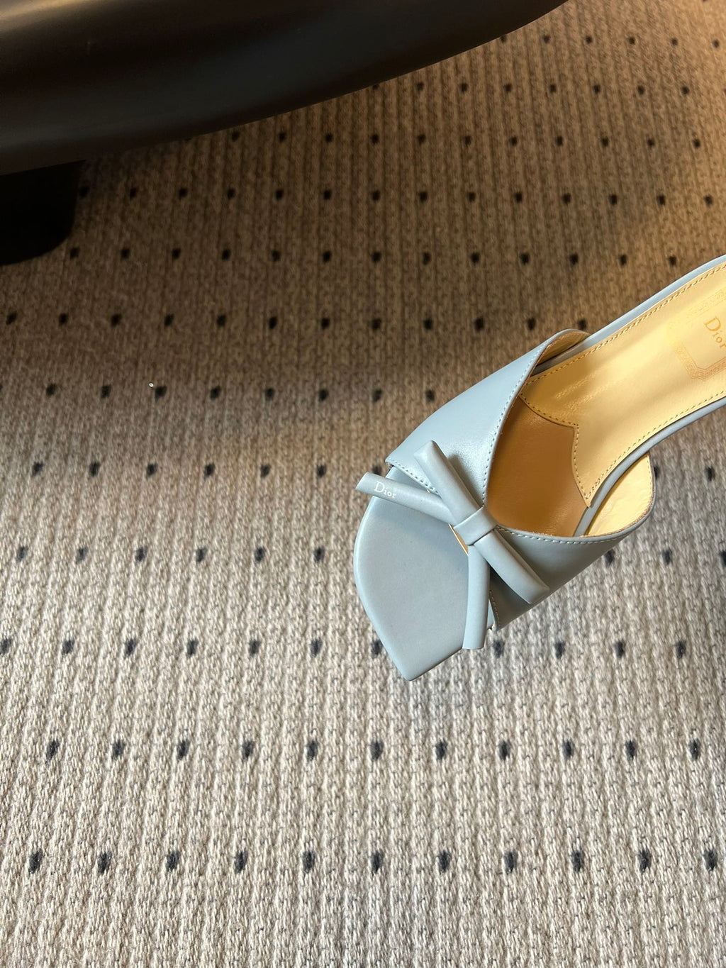 DIOR 26S OBLIQUE BOW MULE IN CLOUD BLUE CALFSKIN