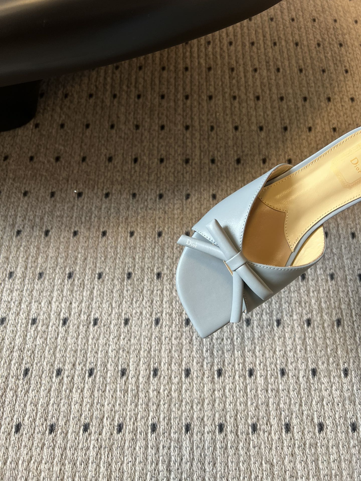 DIOR 26S OBLIQUE BOW MULE IN CLOUD BLUE CALFSKIN