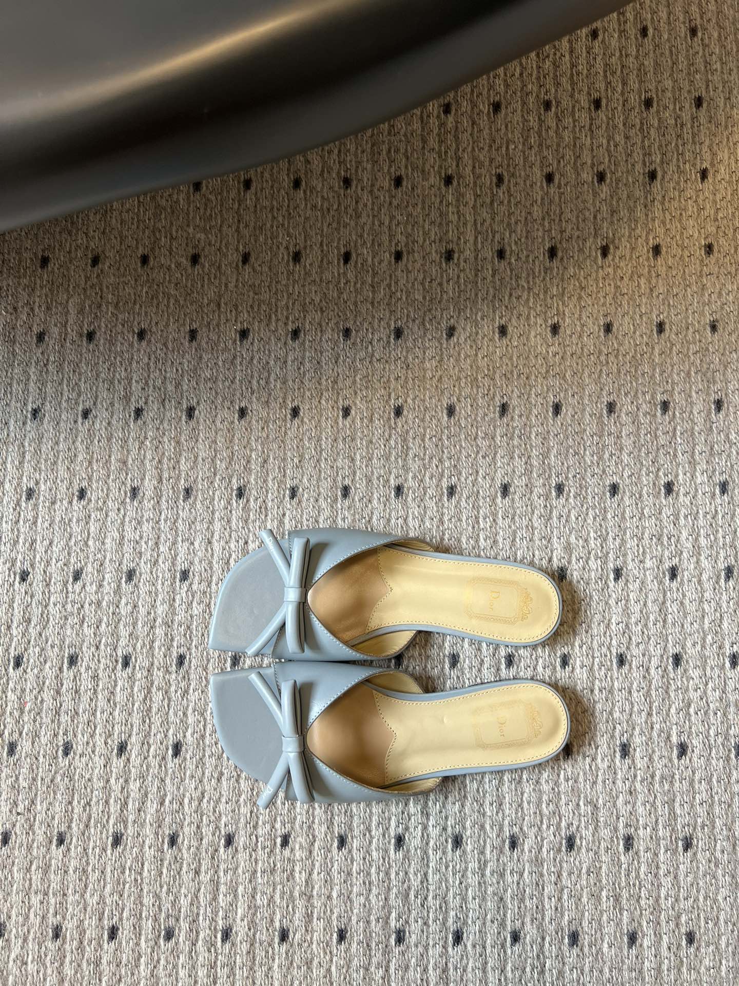 DIOR 26S OBLIQUE BOW MULE IN CLOUD BLUE CALFSKIN