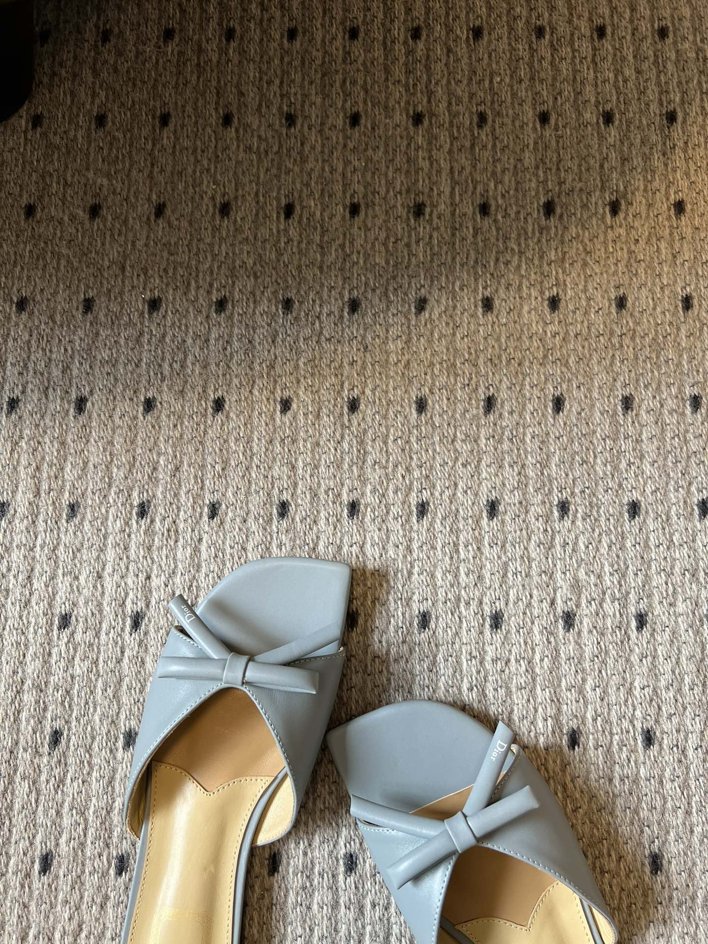 DIOR 26S OBLIQUE BOW MULE IN CLOUD BLUE CALFSKIN