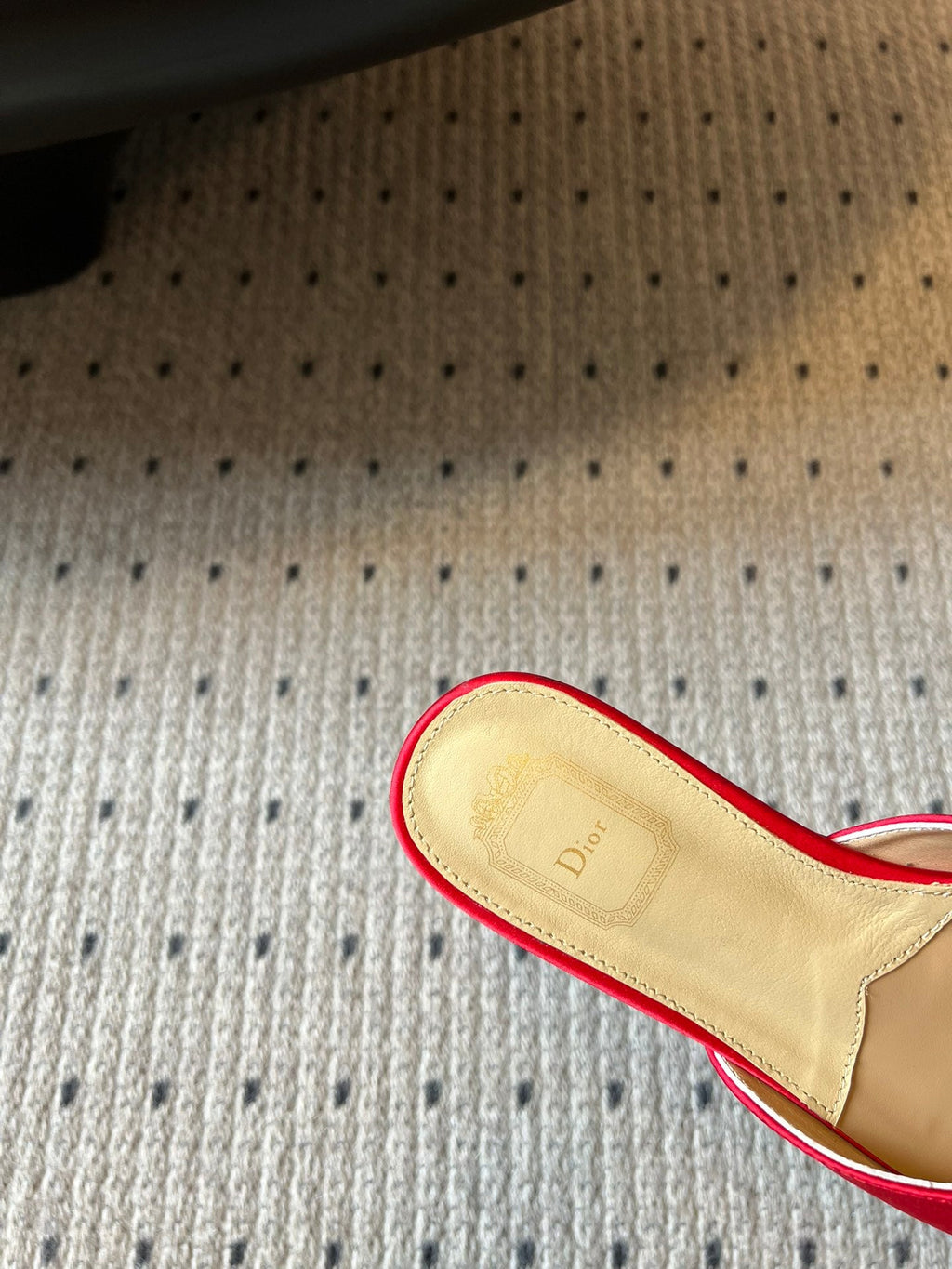 DIOR 26S OBLIQUE BOW MULE IN RED SATIN