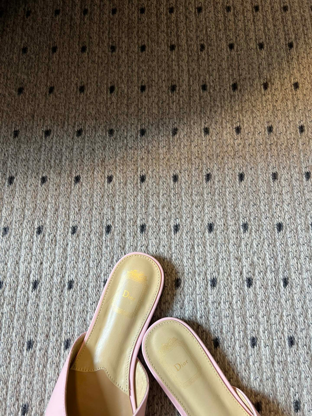 DIOR 26S OBLIQUE BOW MULE IN LIGHT PINK CALFSKIN