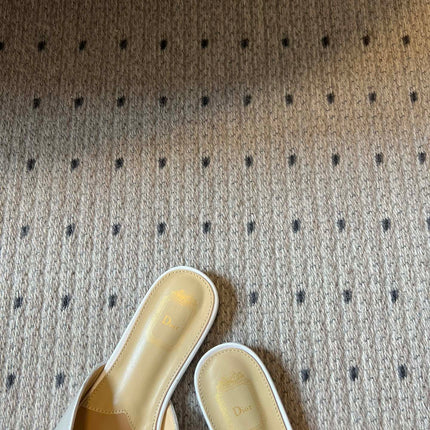DIOR 26S OBLIQUE BOW MULE IN WHITE SATIN