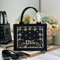 DIOR 26S BOOK TOTE BAG 26 IN BLACK PATTERNED BAYADERE FABRIC