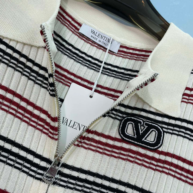 VALENTINO 26S KNIT ZIP-UP POLO TOP 431