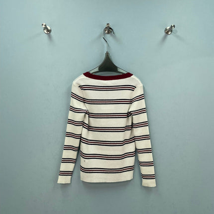 CHANEL 26S LONG SLEEVE STRIPED KNIT SWEATER 1571
