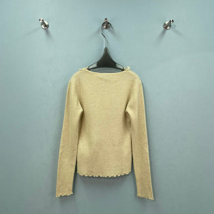 CHANEL 26S LACE TRIM V-NECK KNIT SWEATER 1570