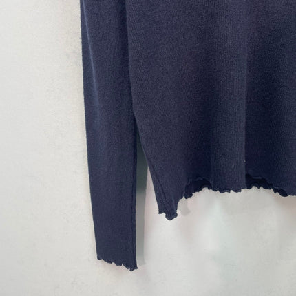 CHANEL 26S LACE TRIM V-NECK KNIT SWEATER 1569