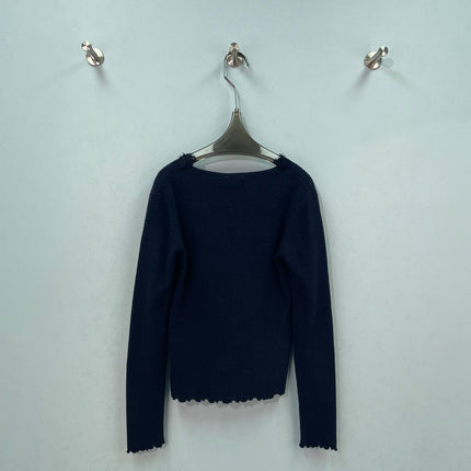 CHANEL 26S LACE TRIM V-NECK KNIT SWEATER 1569