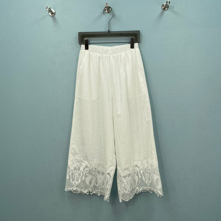 CHANEL 26S LACE TRIM WIDE LEG PANTS 1561