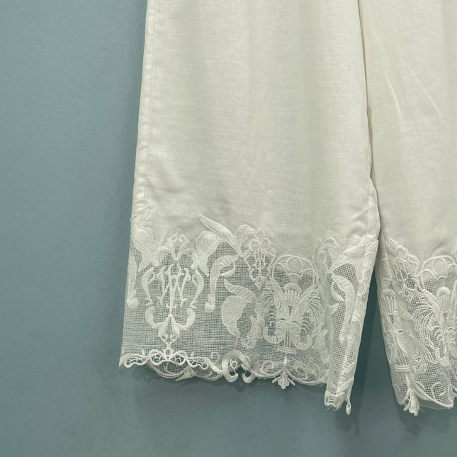 CHANEL 26S LACE TRIM WIDE LEG PANTS 1561