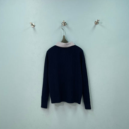 MIUMIU 26S SHIRT-COLLAR CABLE-KNIT CARDIGAN 1392