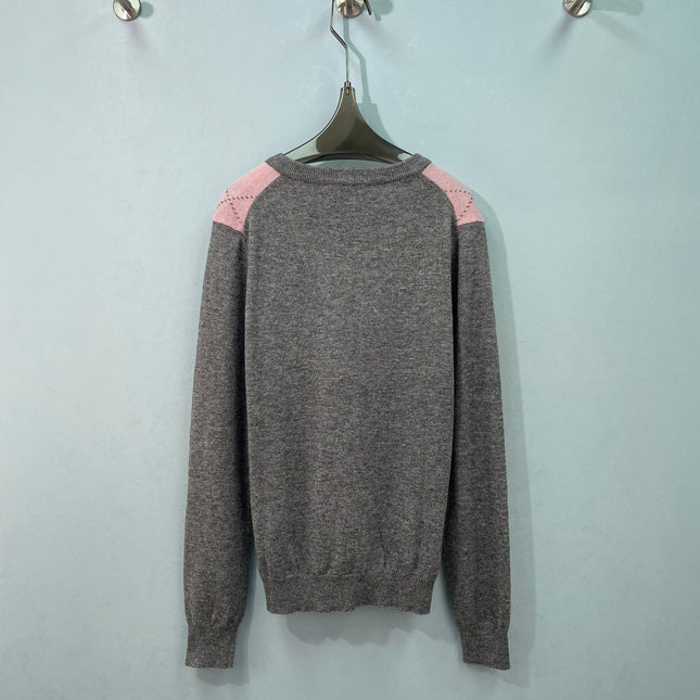 PRADA 26S V-NECK ARGYLE KNIT SWEATER 1077